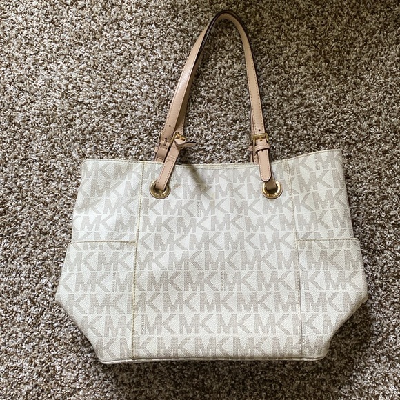 Michael Kors Cream Monogram Tote with Gold Hardware - Picture 2 of 10